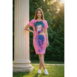 Zöld divat, kézzel festett, egyedi, dizájner pamut ruha.